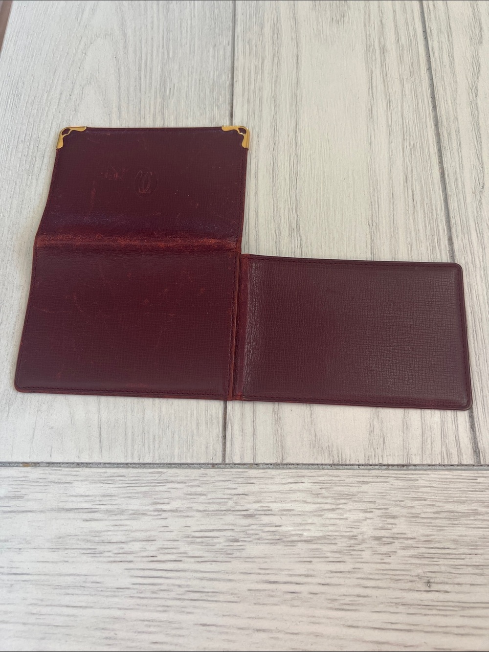 Cartier Burgundy Leather Card with Gold Corner Accents - Picture 6 of 11